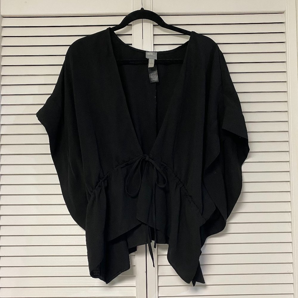 ASOS Open Front Tie Black Blouse